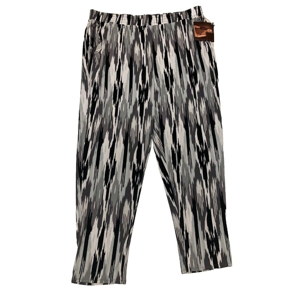 Iman Global Chic Stretch Pants Black White Gray Size 1X Ankle Pants NWT
